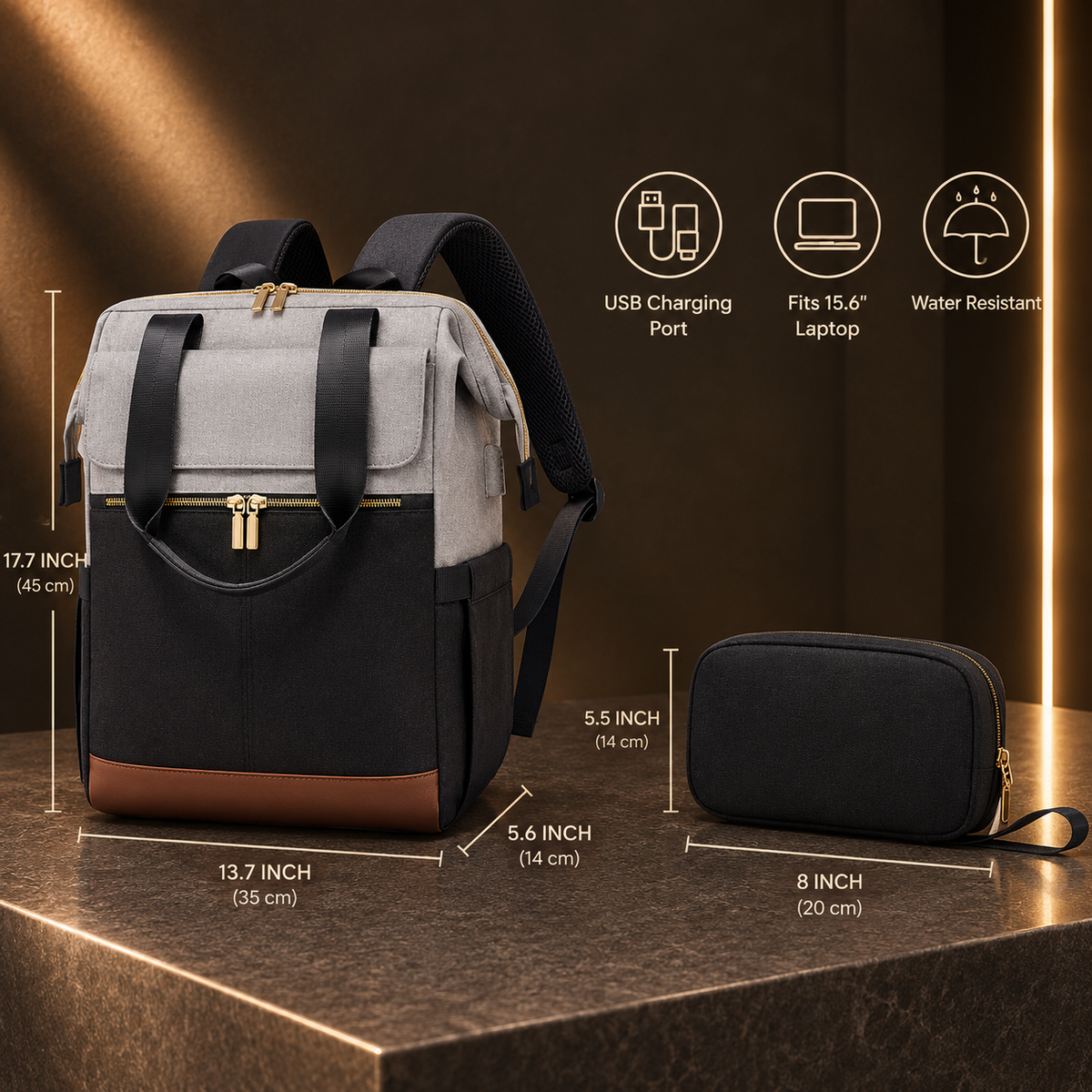 Mochila para Portátil Bicolor Grande Capacidade