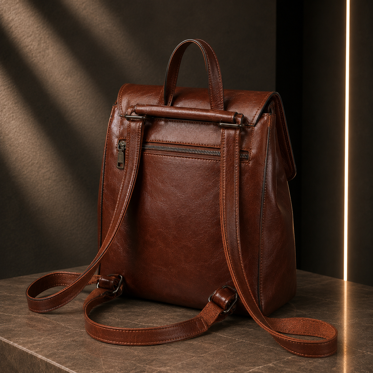 Mochila em Pele Legítima Estilo Retro