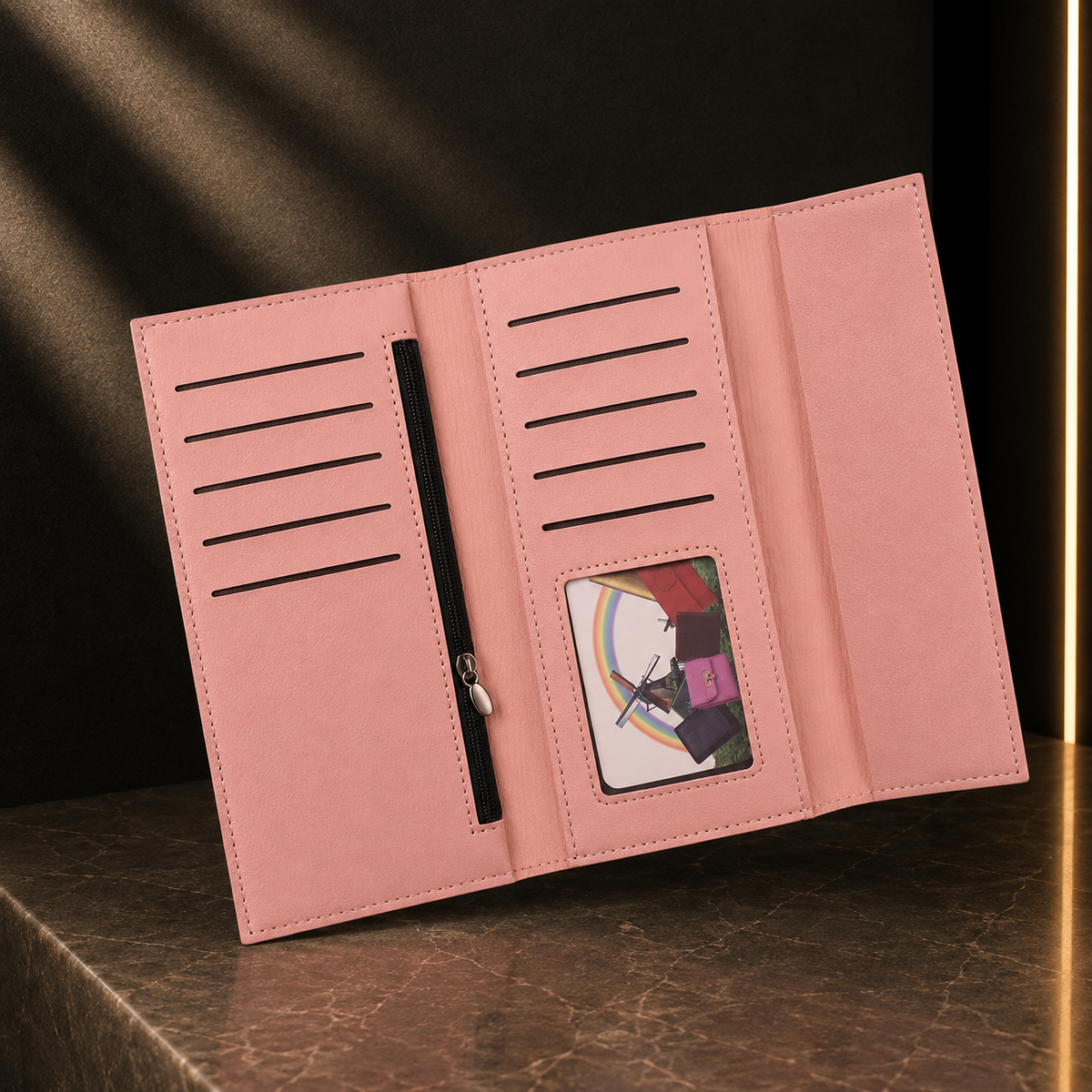 Carteira Longa Tri-Fold Grande Capacidade