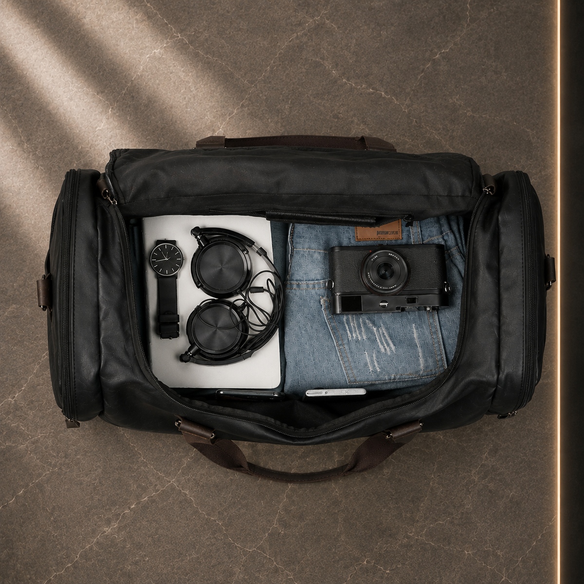 Saco de Viagem em Pele PU Grande Capacidade para Negócios