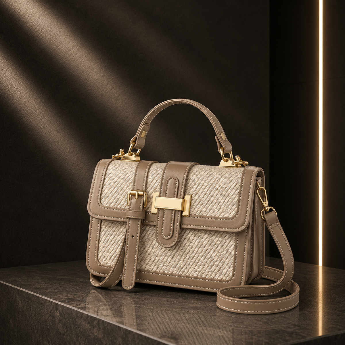 Textured Bicolour Mini Tote