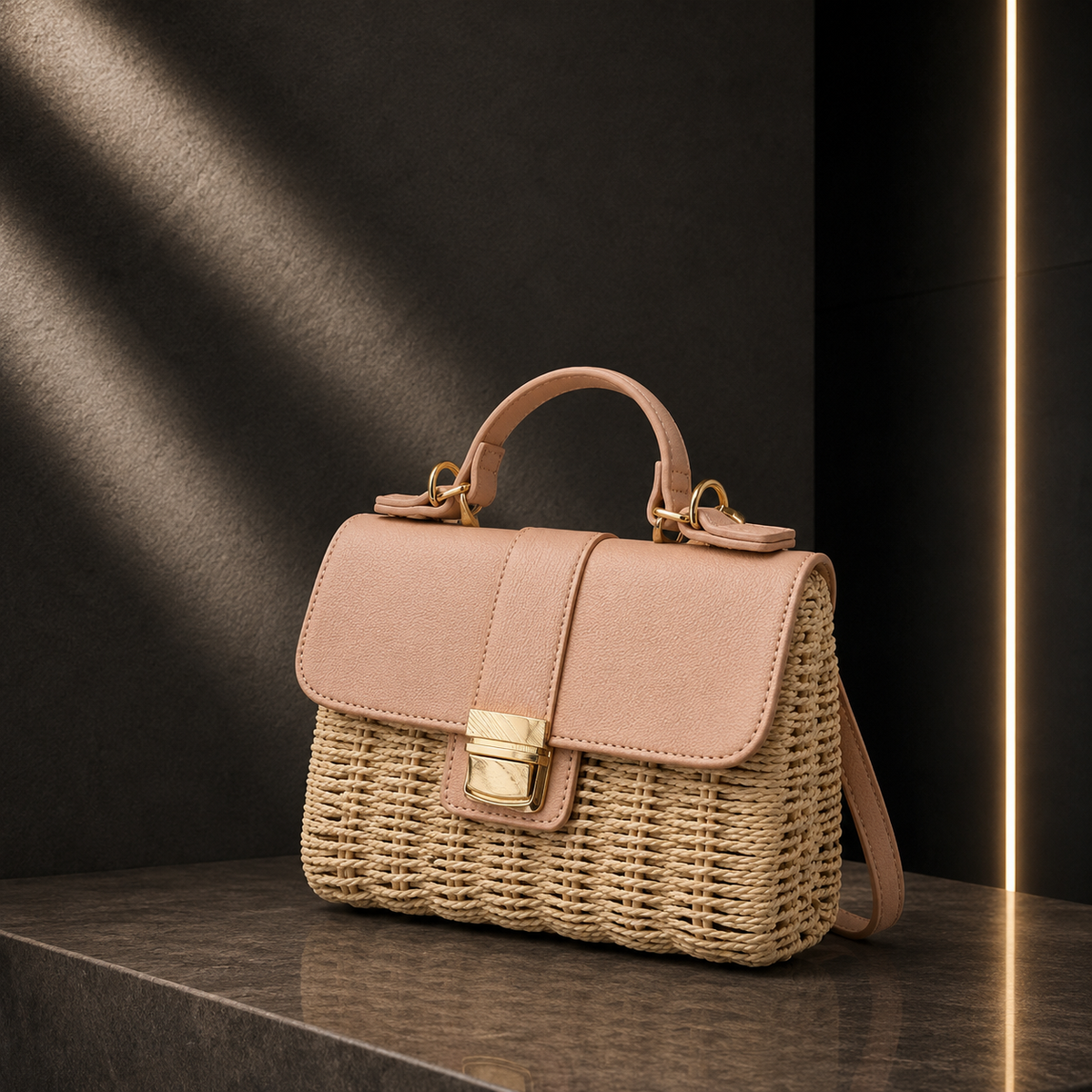 Borsa a Tracolla in Paglia Intrecciata
