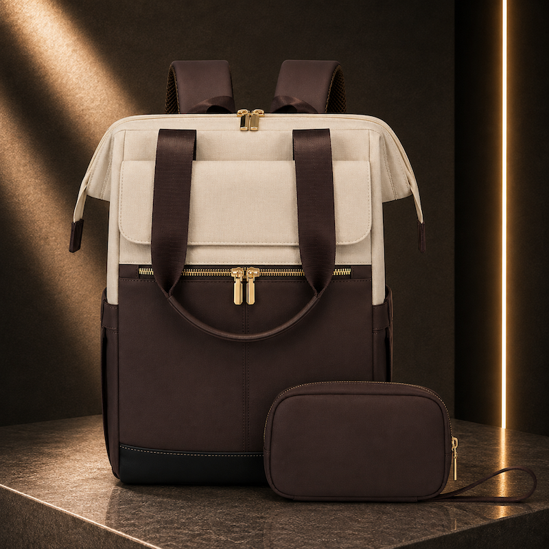 Mochila para Portátil Bicolor Grande Capacidade