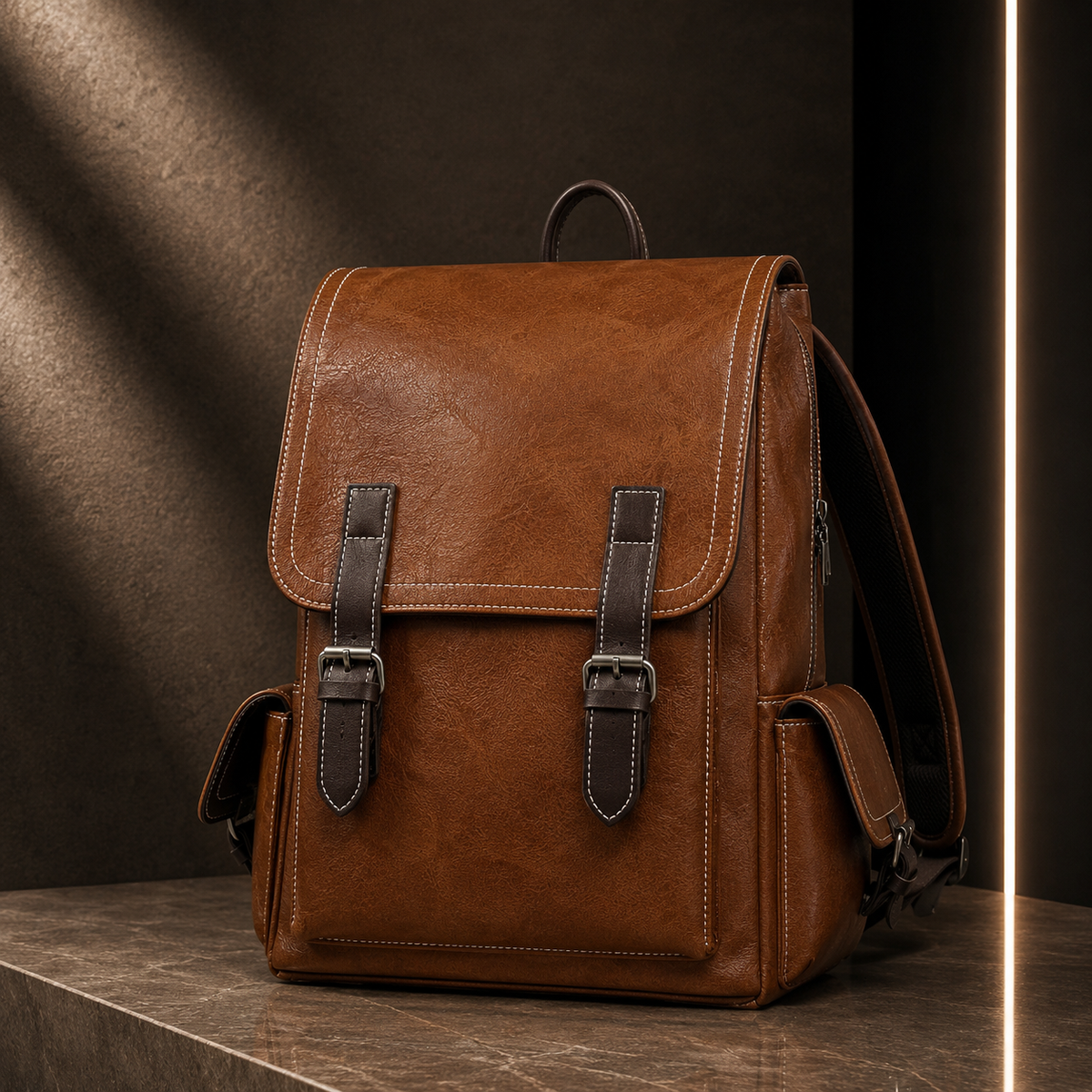 Mochila em Pele Genuína para Viagem e Campus