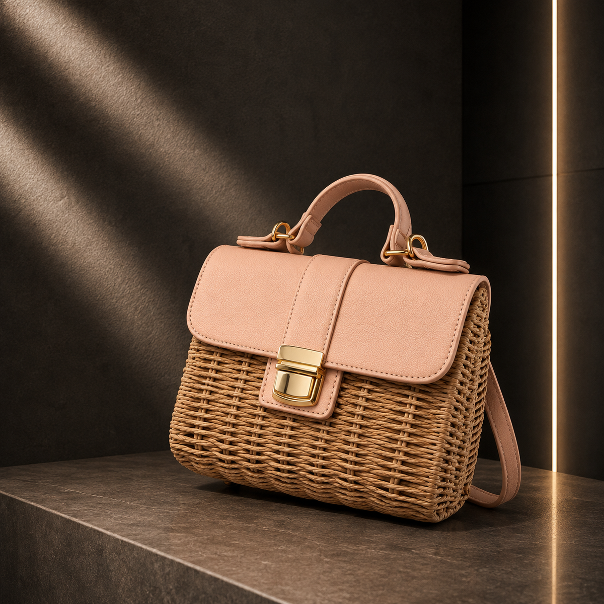 Borsa a Tracolla in Paglia Intrecciata