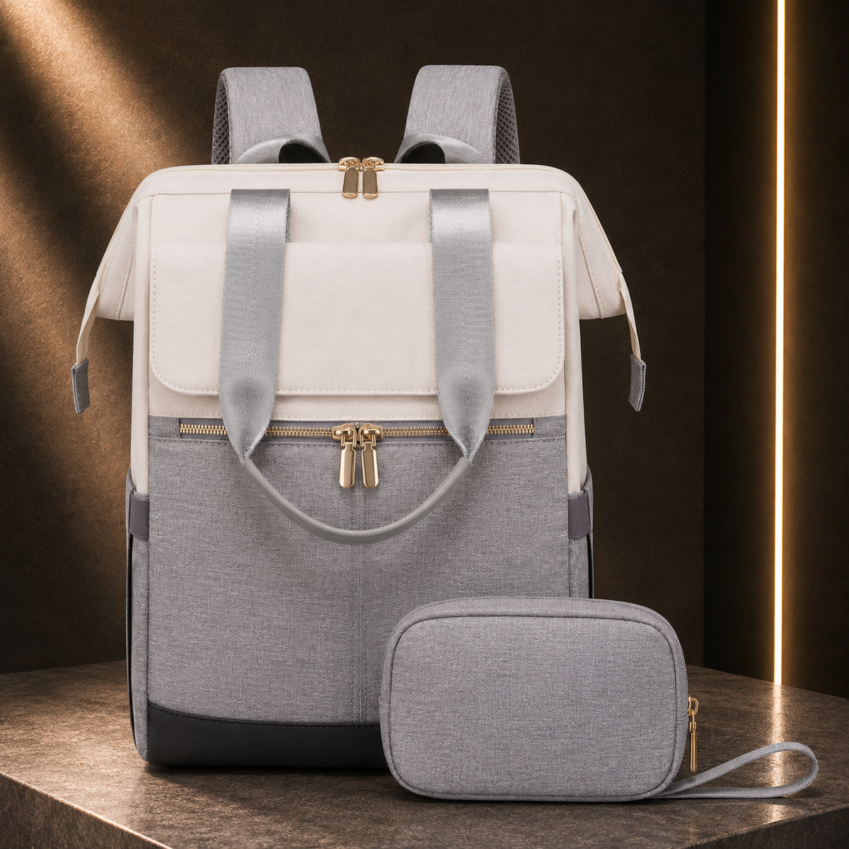 Mochila para Portátil Bicolor Grande Capacidade