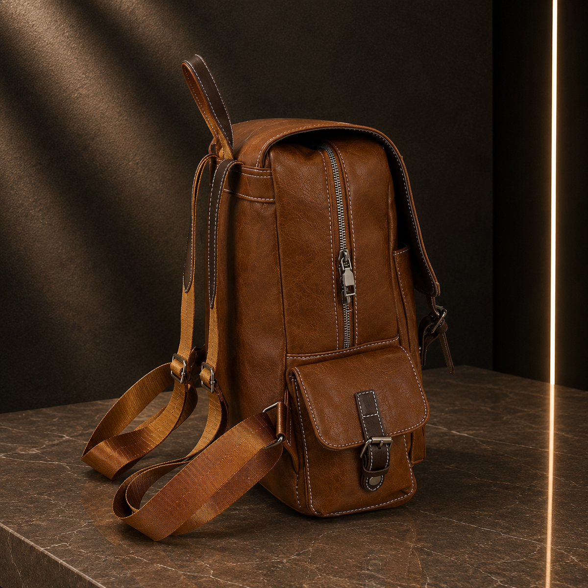 Mochila em Pele Genuína para Viagem e Campus