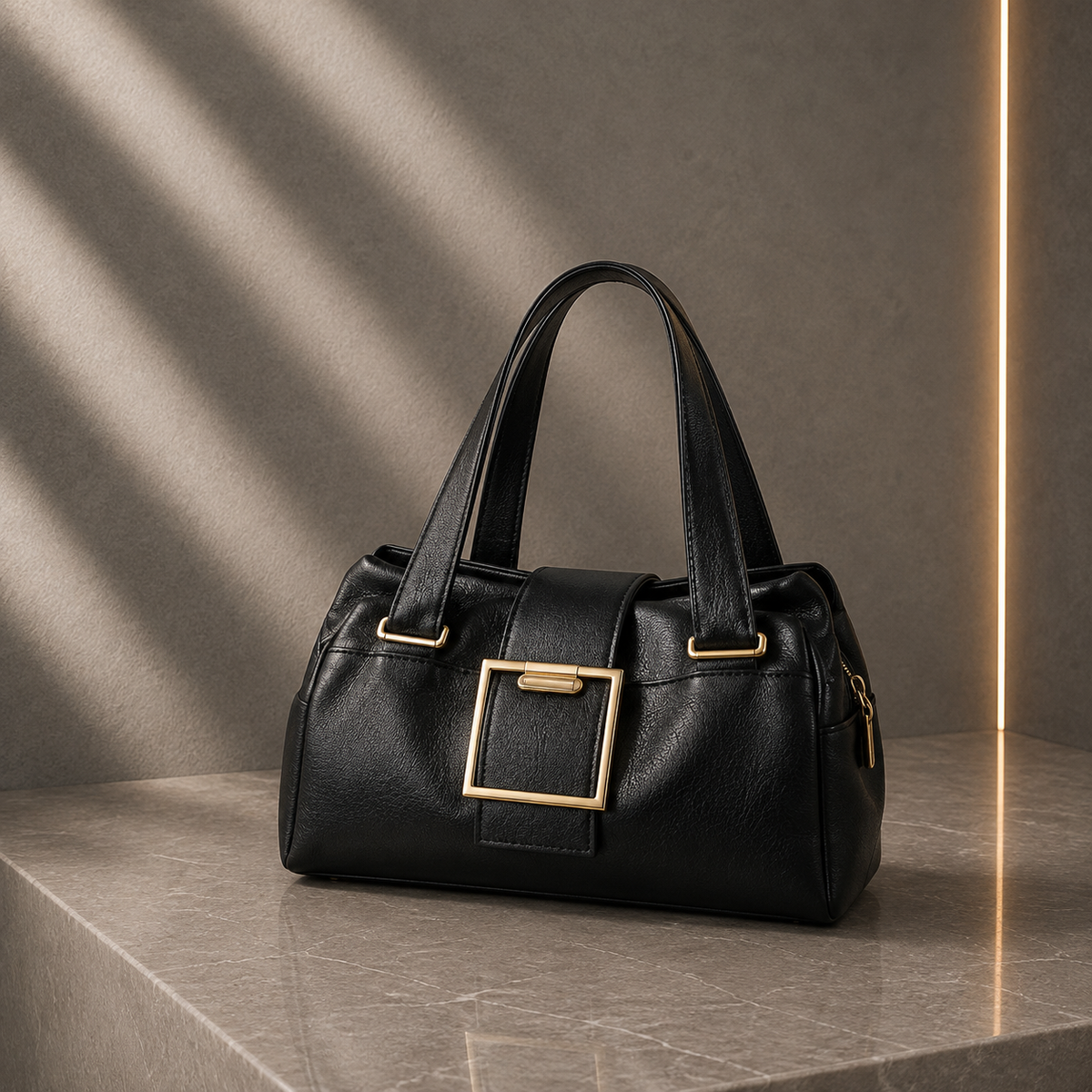 Bolsa Retro em Pele Macia com Fivela Metálica