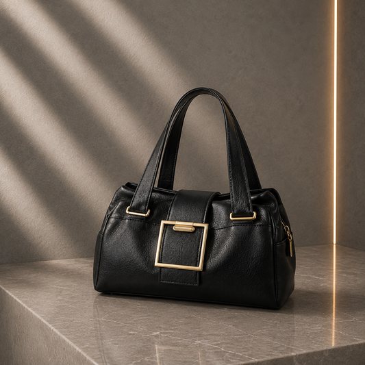 Bolsa Retro em Pele Macia com Fivela Metálica