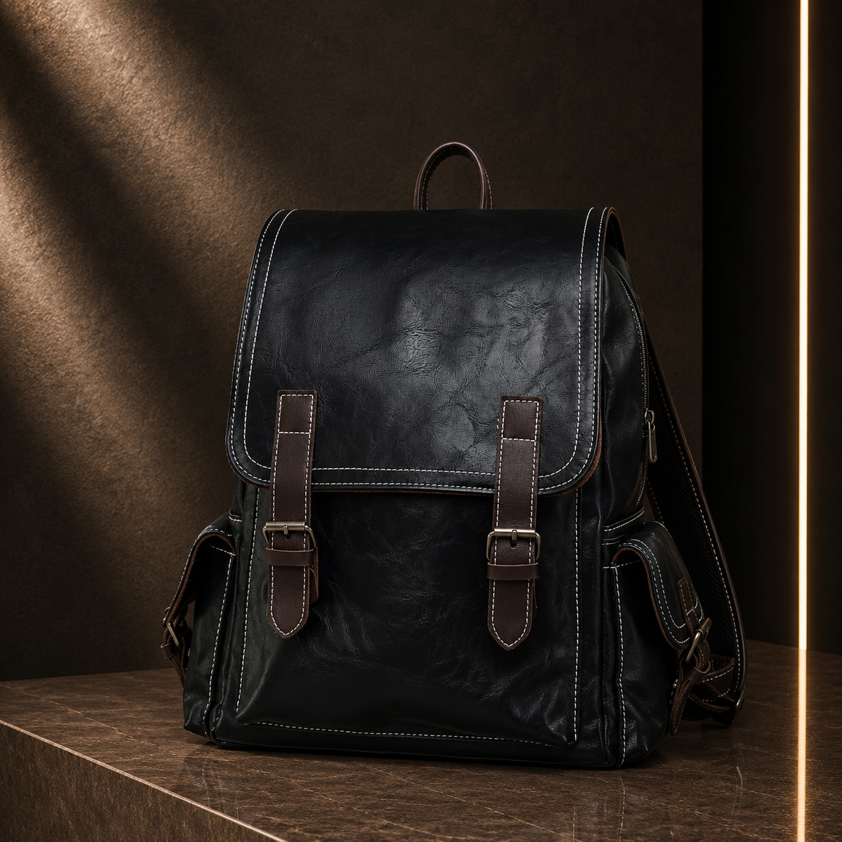 Mochila em Pele Genuína para Viagem e Campus