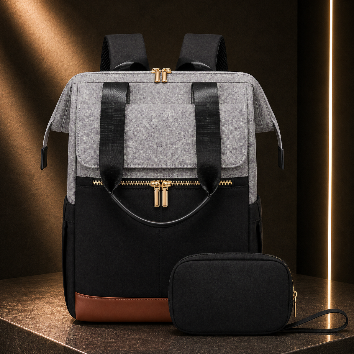 Mochila para Portátil Bicolor Grande Capacidade