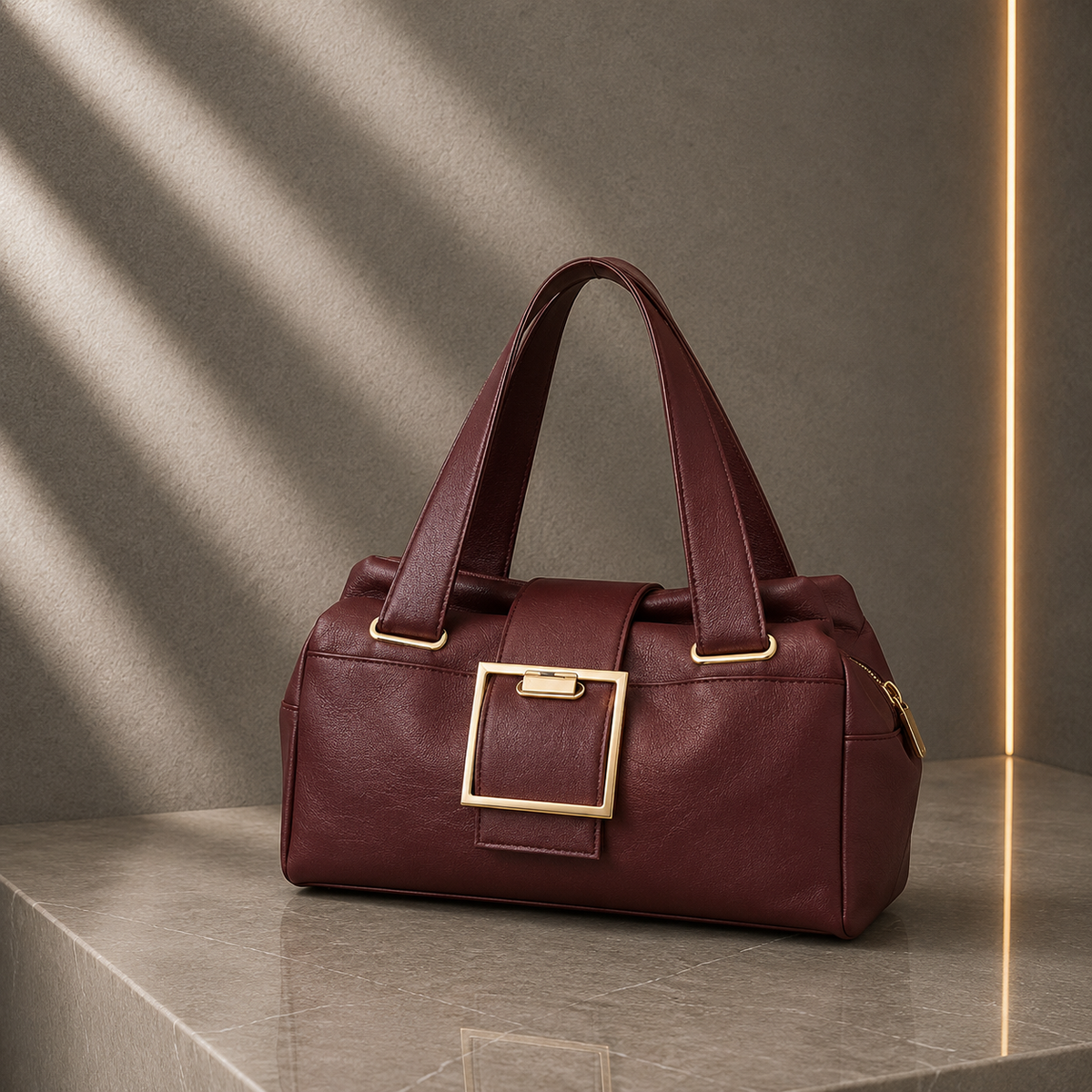 Bolsa Retro em Pele Macia com Fivela Metálica